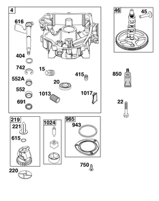 Crankcase Cover/Sump Group Diagram and Parts List for 40R577-0002-H5 400000 - 699999 Briggs and Stratton Engine